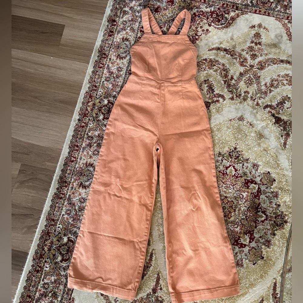 Apricot Denim Sleeveless Jumpsuit